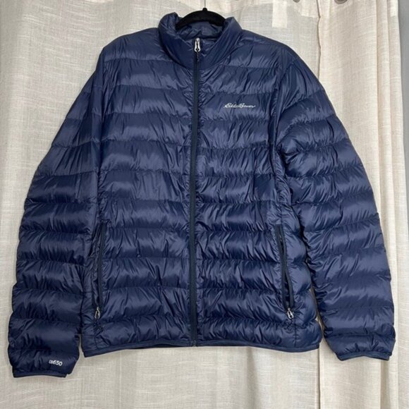 Eddie Bauer Other - Eddie Bauer EB650 Down Puffer Jacket Navy Blue Full Zip Packable Mens Size Large